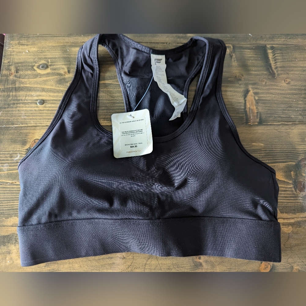 Fabletics Women's Black ON-THE-GO MEDIUM-IMPACT SPORTS BRA Small